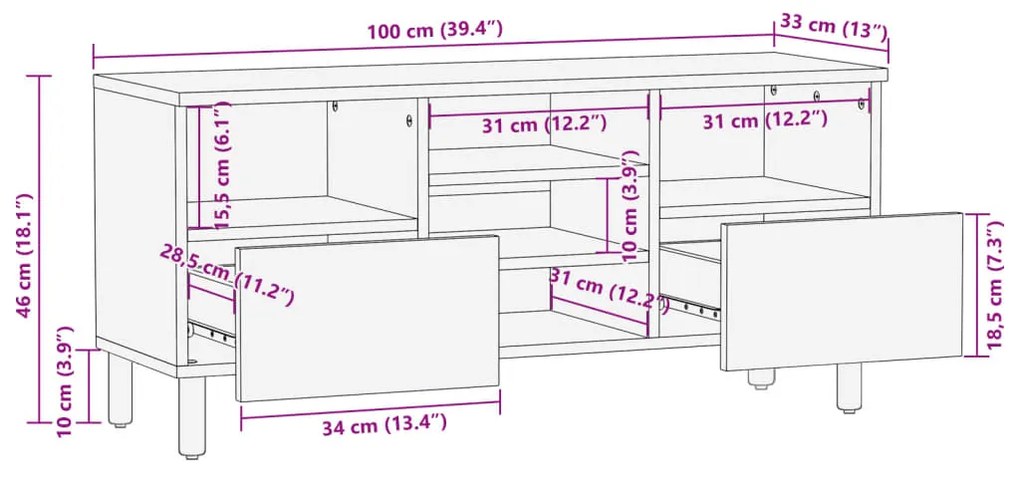 ΈΠΙΠΛΟ ΤΗΛΕΟΡΑΣΗΣ ΜΑΥΡΟ 100X33X46 ΕΚ. ΑΠΟ ΕΠΕΞΕΡΓΑΣΜΕΝΟ ΞΥΛΟ 4017666