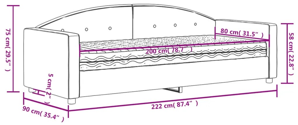 ΚΑΝΑΠΕ ΚΡΕΒΑΤΙ ΜΕ ΣΤΡΩΜΑ ΣΚΟΥΡΟ ΓΚΡΙ 80 X 200 ΕΚ. ΒΕΛΟΥΔΙΝΟΣ 3197271