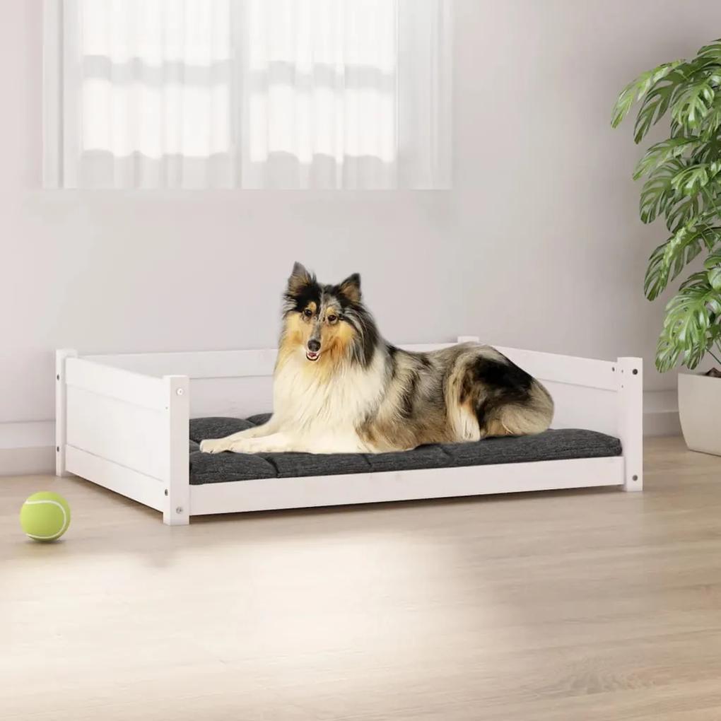Κρεβάτι Σκύλου Λευκό 95,5 x 65,5 x 28 εκ. από Μασίφ Ξύλο Πεύκου