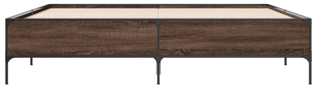 vidaXL Πλαίσιο Κρεβατιού Καφέ Δρυς 180x200 εκ. Επεξ. Ξύλο &amp; Μέταλλο