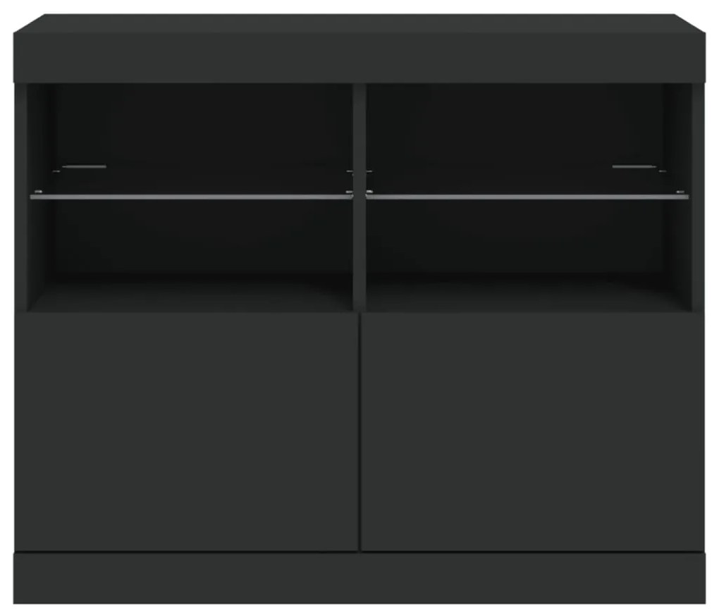 vidaXL Μπουφές με LED Μαύρος 81 x 37 x 67 εκ.