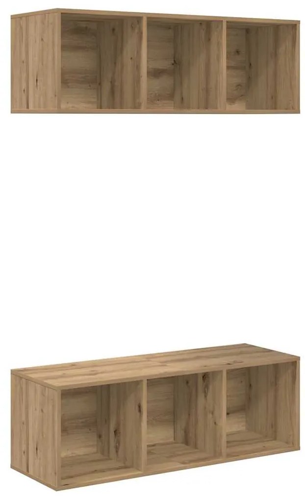 vidaXL Τοίχου ντουλάπες τηλεόρασης 2 pcs artisan δρυς 37 x 37 x 107 εκ