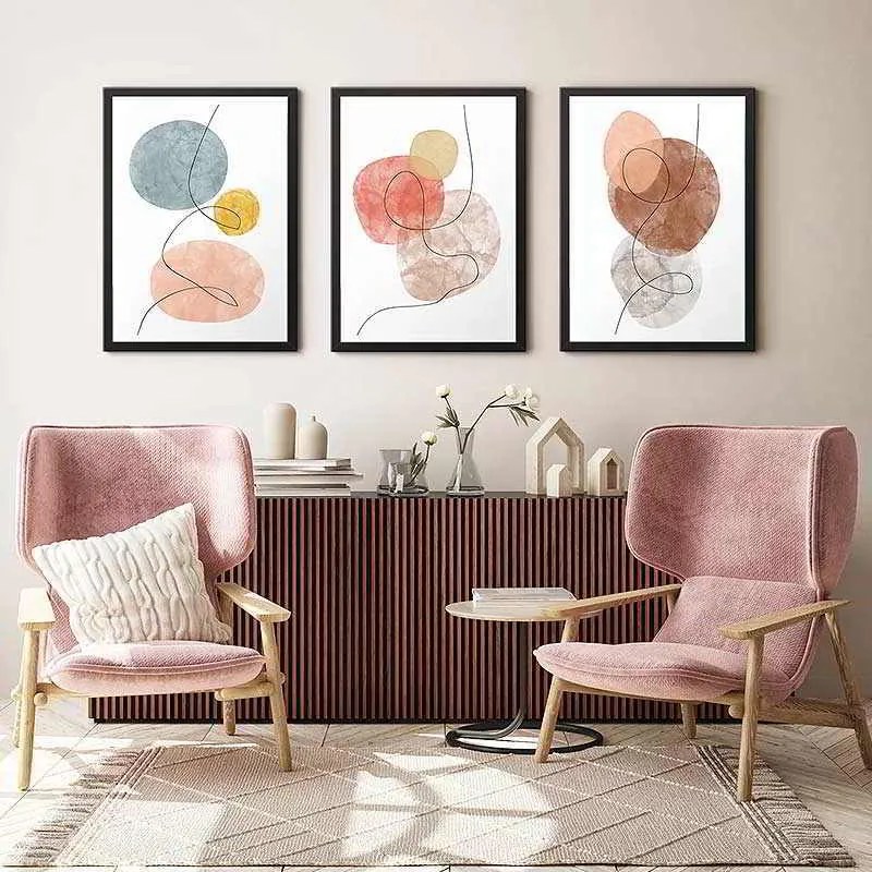 Πίνακας Circles&quot; Megapap 3 τμχ. σε πλαίσιο 35x45x2εκ.&quot;