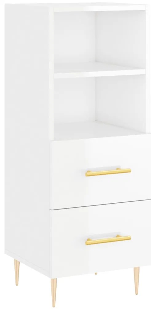 vidaXL Ντουλάπι Γυαλιστερό Λευκό 34,5x34x90 εκ. Επεξεργασμένο Ξύλο