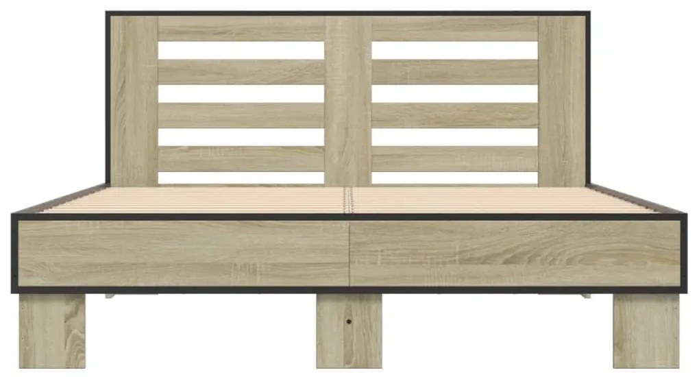 vidaXL Πλαίσιο Κρεβατιού Sonoma Δρυς 140x200 εκ. Επεξ. Ξύλο &amp; Μέταλλο