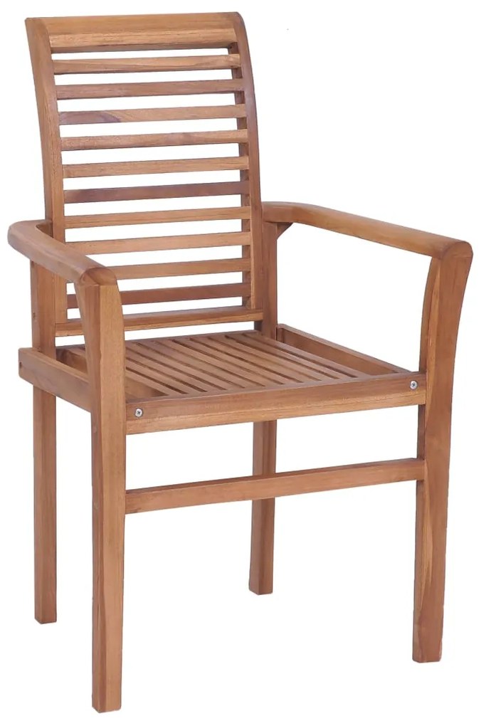 vidaXL Καρέκλες Τραπεζαρίας 8 τεμ. Μασίφ Ξύλο Teak & Κόκκινα Μαξιλάρια