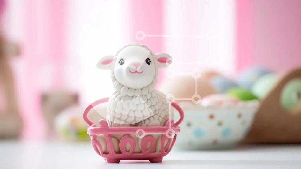 Intra Συλλεκτικό Ξύλινο Παζλ Plywood  4mm - Πασχαλινό ειδώλιο προβάτων και αυγά Σε Ξύλινο Κουτί - Διαστάσεις Puzzle: 10x10 cm – 25 κομμάτια