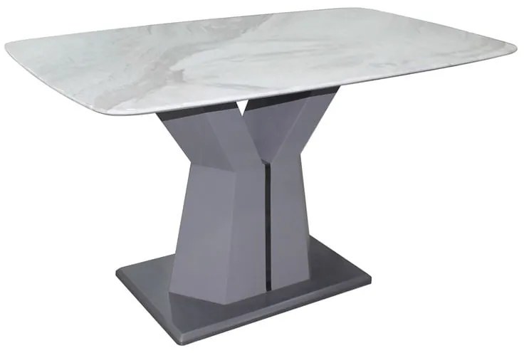 ROMAN Τραπέζι Τραπεζαρίας, Επιφάνεια Τεχνητό Μάρμαρο, Βάση Γκρι MDF