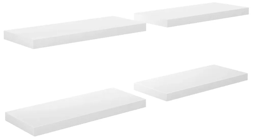 Ράφια Τοίχου Γυαλιστερά Άσπρα 4 Τεμάχια 60x23,5x3,8 εκ. MDF - Λευκό