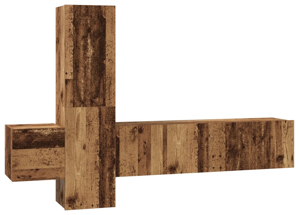 vidaXL Σετ επίπλου τηλεόρασης 5 pcs Παλαιό ξύλο 181 x 30 x 120 εκ