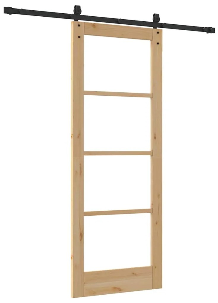 vidaXL Ολισθητή Πόρτα Καφέ 78 x 202 εκ. Ξύλο και μέταλλο