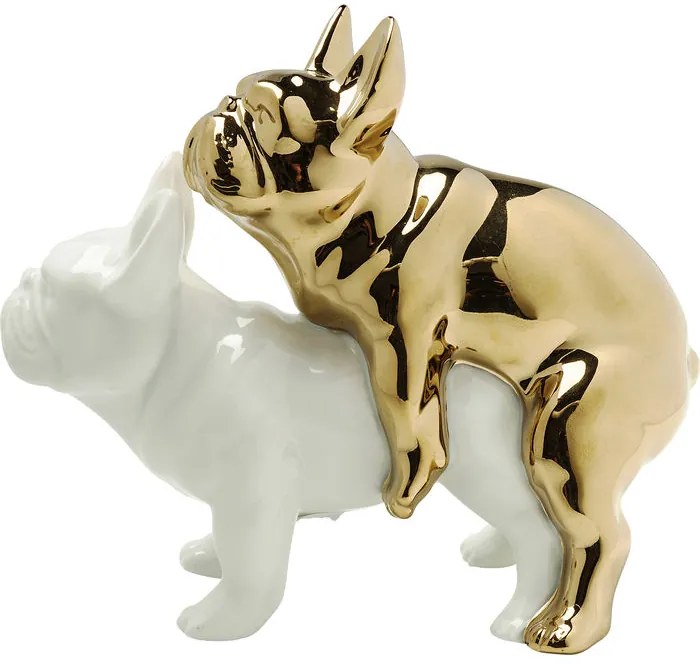 Διακοσμητικό Love Dogs Χρυσό/Άσπρο Πορσελάνη 10,8x19,5x17,2 εκ - Χρυσό