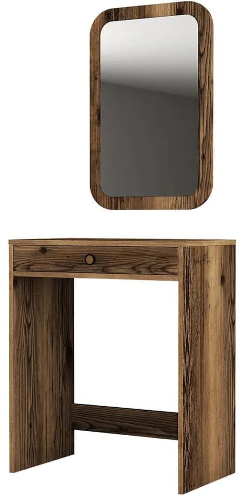 Τουαλέτα Με Καθρέπτη Lizbon 845HCT5373 70x40x84,7/51x2x76,5cm Walnut