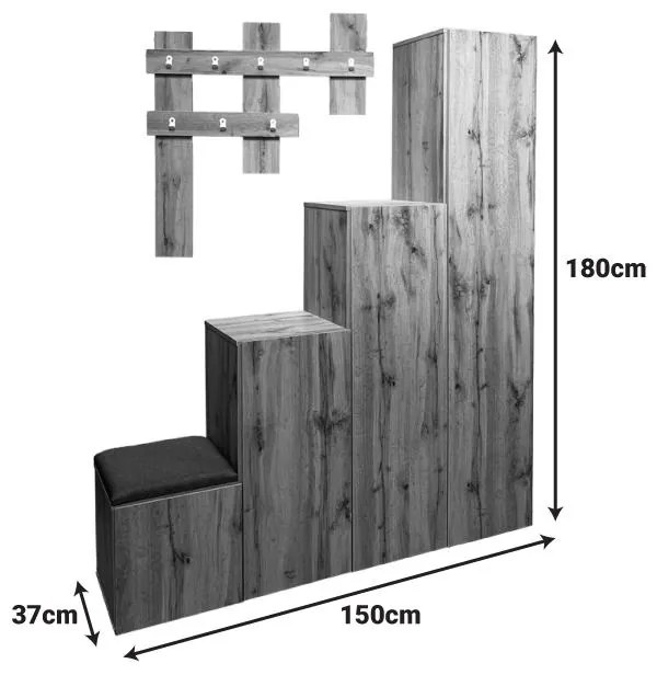 Έπιπλο εισόδου Nenich σε sonoma απόχρωση 150x37x180εκ 150x37x180 εκ.