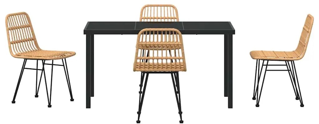 vidaXL Σέτ φαγητού για κήπο 5 pcs Καφέ Χάλυβας με επίστρωση πούδρας