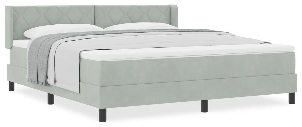 vidaXL Κρεβάτι Box Spring με στρώμα Ανοιχτό γκρι 180x200 εκ Βελούδο