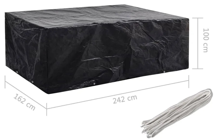 vidaXL Καλύμματα Επίπλων Κήπου 2 τεμ. με 8 Κρίκους 242 x 162 x 100 εκ.
