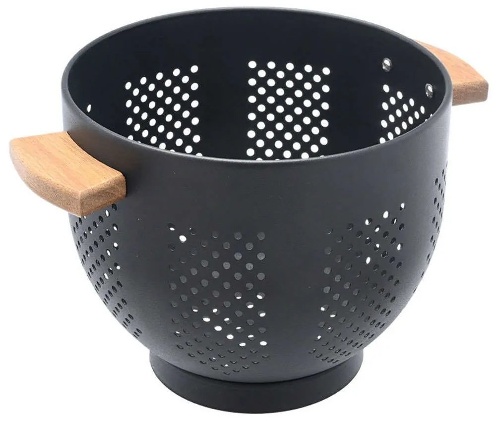 Σουρωτήρι Ζυμαρικών 01-19228 22x22x18cm Black-Natural Estia Metal,Wood