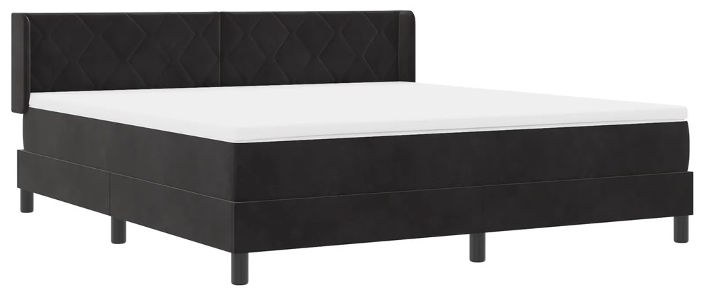 vidaXL κρεβάτι Box Spring με στρώμα Μαύρο 180x200 εκ Βελούδο