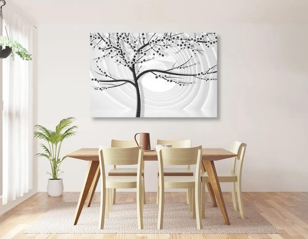 Εικόνα ενός σύγχρονου ασπρόμαυρου δέντρου σε αφηρημένο φόντο