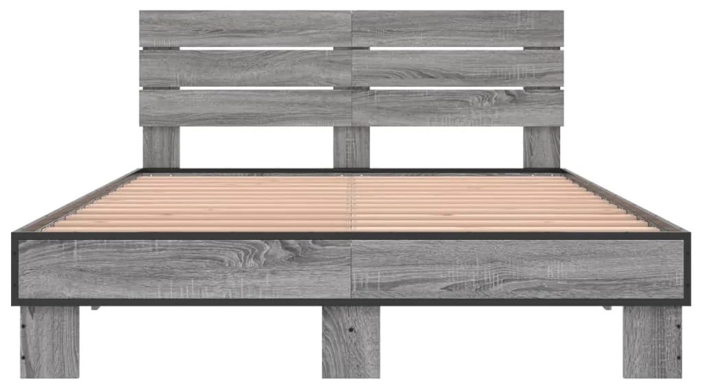 vidaXL Πλαίσιο Κρεβατιού Γκρι Sonoma 140x200 εκ. Επεξ. Ξύλο &amp; Μέταλλο