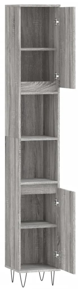 vidaXL Ντουλάπι Μπάνιου Γκρι Sonoma 30x30x190 εκ. Επεξεργασμένο Ξύλο