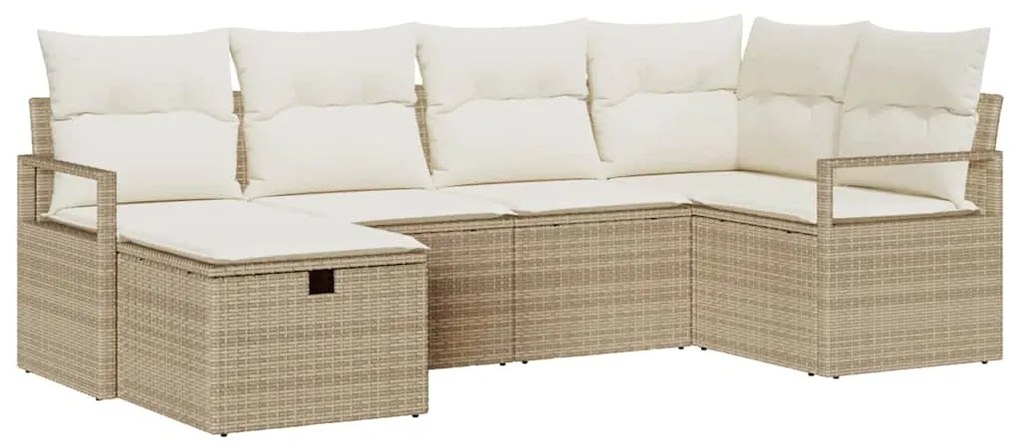 vidaXL Σετ Καναπέ Κήπου με μαξιλάρι 6 pcs Μπεζ Πολυ ράταν