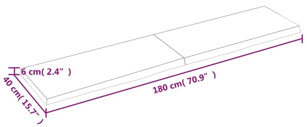 Πάγκος Μπάνιου Αν. Καφέ 180x40x(2-6) εκ. Επεξεργ. Μασίφ Ξύλο - Καφέ