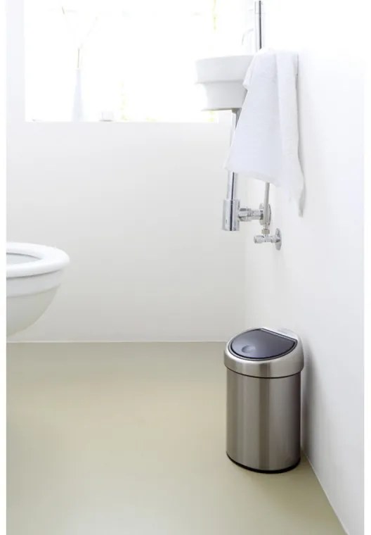 Δοχείο απορριμμάτων Brabantia Touch Bin 647211, 3 λίτρα, Ομαλός και αθόρυβος βρασμός, Τοποθέτηση Stenen, Inox/mat