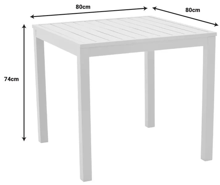 Τραπέζι Kliton  αλουμινίου λευκό 80x80x74εκ 80x80x74 εκ.