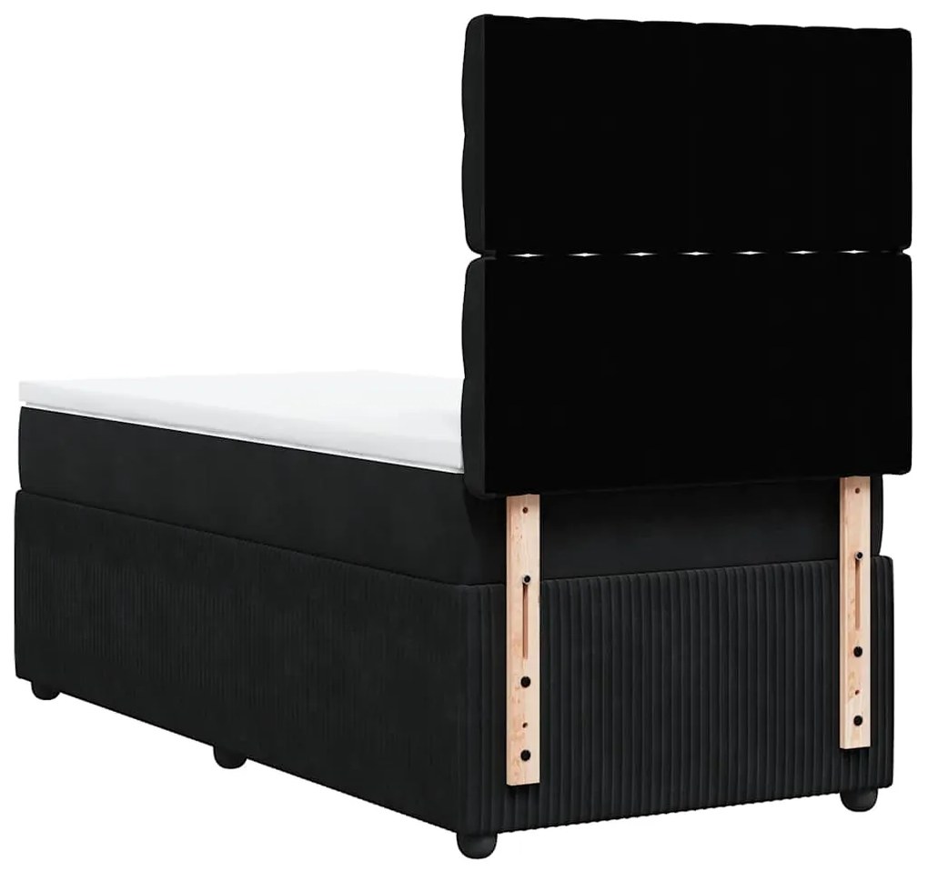 vidaXL Κρεβάτι Boxspring με Στρώμα Μαύρο 90x190 εκ. Βελούδινο