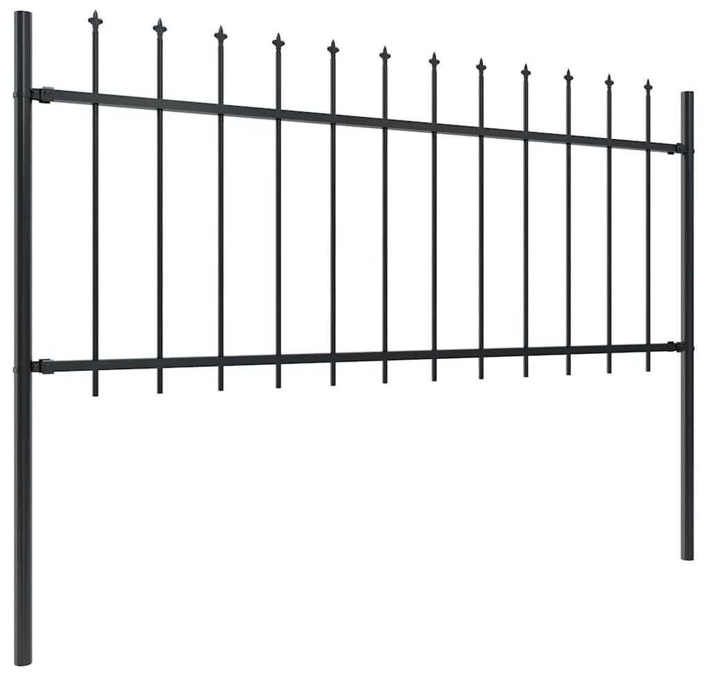 vidaXL Φράχτης Κήπου με Κορυφή Δόρυ Μαύρος Ατσάλινος 181 x 80 εκ.