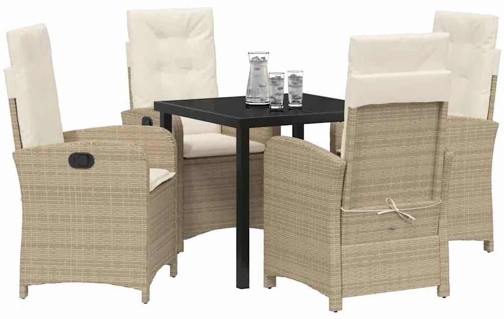 vidaXL Σέτ φαγητού για κήπο 5 pcs Μπεζ συνθετικό ρατάν