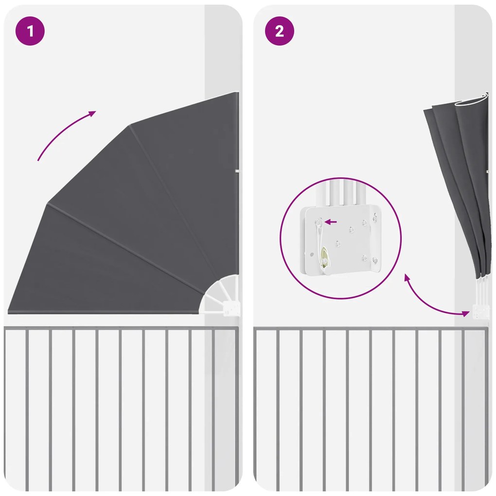 vidaXL Αδιάφανο σκίαστρο μπαλκονιού Μαύρο 160 x 160 cm ύφασμα