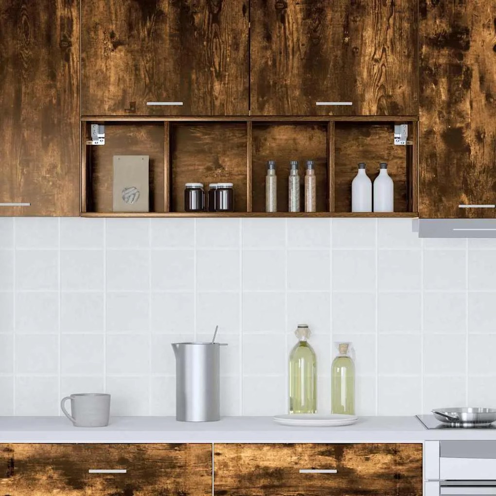 vidaXL Κρεμαστό ντουλάπι Καπνιστό Δρύς 30 x 29,5 x 100 εκ.