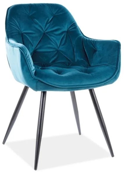 CHERRY VELVET CHAIR ΜΑΥΡΗ ΚΟΡΝΙΖΑ / TURQUOISE BLUVEL 85 DIOMMI CHERRYVCTU