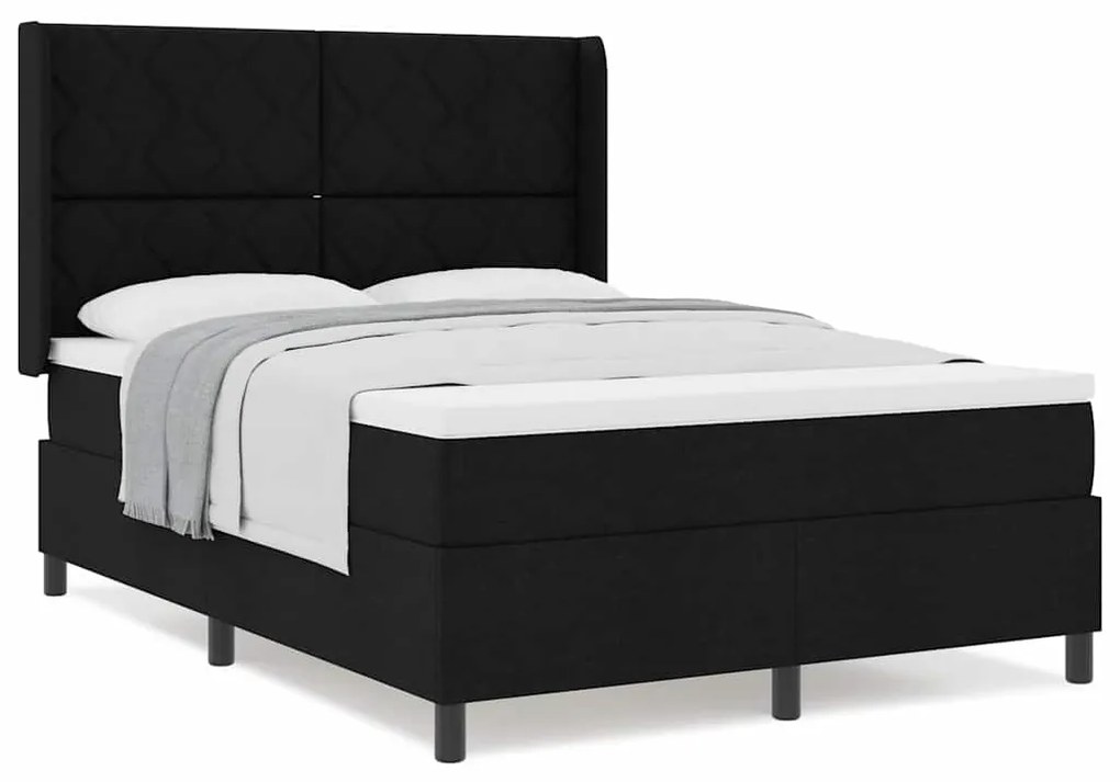 vidaXL Κρεβάτι με ελατήρια με στρώμα Μαύρο 140 x 200 cm ύφασμα