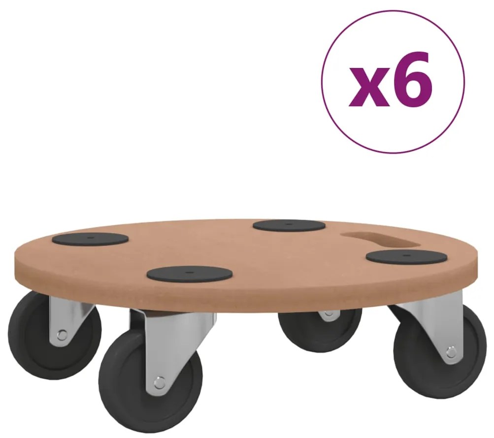 vidaXL Τρέιλερ Μεταφοράς Αντικειμένων 6 Τεμ. Στρογγυλά από Επεξ. Ξύλο