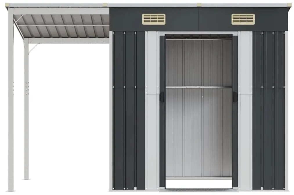 vidaXL Αποθήκη Κήπου Εκτεταμένη Οροφή Ανθρακί 277x110,5x181 εκ. Ατσάλι