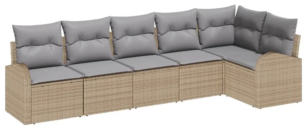vidaXL Σετ Καναπέ Κήπου 6 pcs Μπεζ, ανοιχτό γκρι Πολυ ράταν