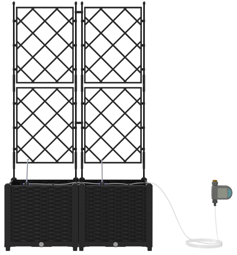 vidaXL Γλάστρες Κήπου 1 τεμ Καφασωτό Μαύρο 80 x 40 x 142 cm Πλαστικό