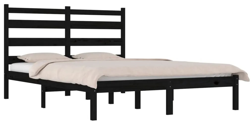 vidaXL Πλαίσιο Κρεβατιού Μαύρο 200 x 200 εκ. από Μασίφ Ξύλο Πεύκου