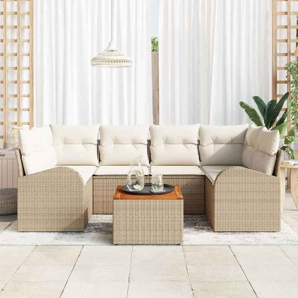 vidaXL Σετ Καναπέ Κήπου 7 pcs Beige, λευκό