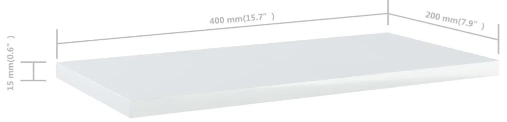 vidaXL Ράφια Βιβλιοθήκης 8 τεμ. Γυαλ. Λευκό 40x20x1,5 εκ. Επεξ.Ξύλο