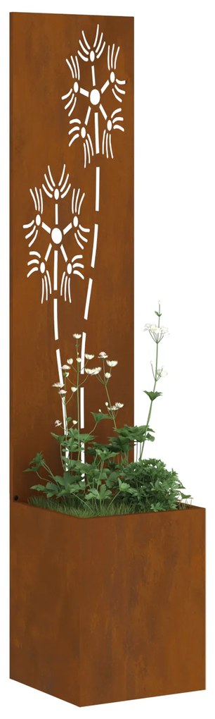 vidaXL Οθόνη Ιδιωτικότητας Κήπου Floral Σκ rusty 32 x 140 εκ.