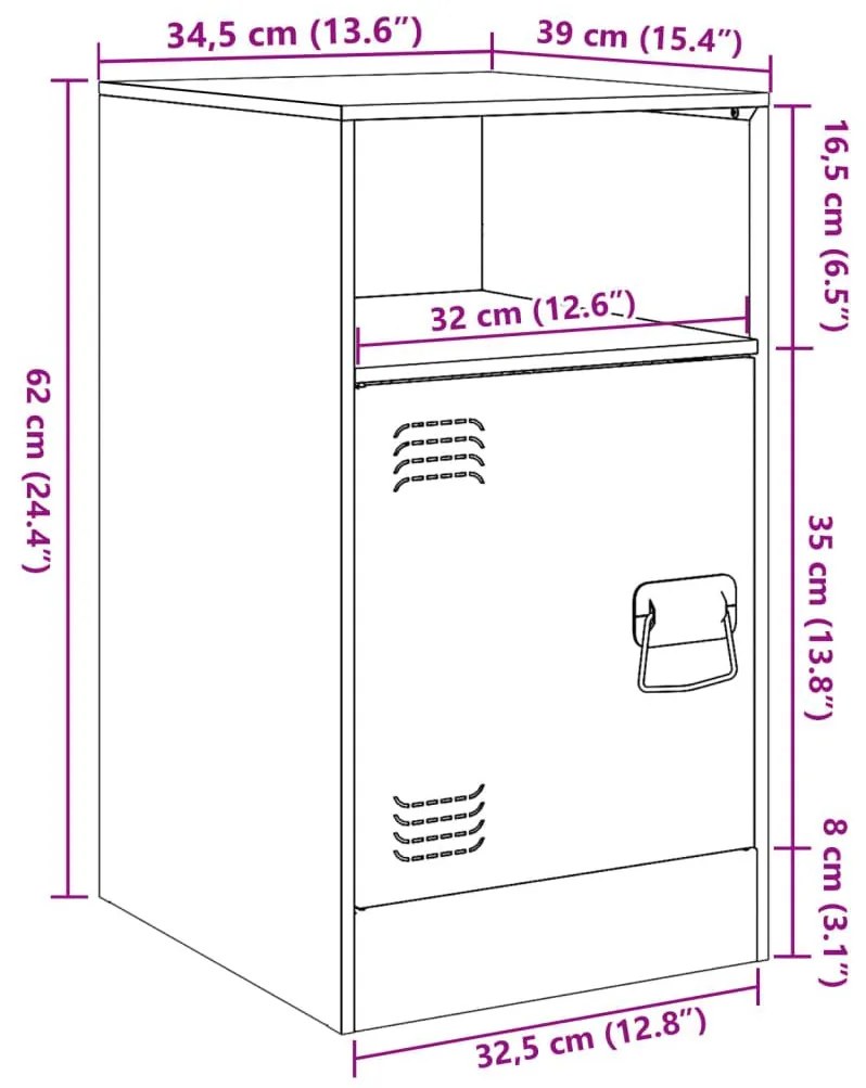 Κομοδίνα 2 τεμ. Μουσταρδί 34,5x39x62 εκ. από Χάλυβα - Κίτρινο