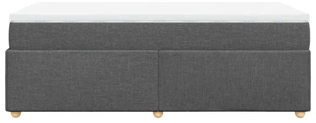 Κρεβάτι Boxspring με Στρώμα Σκούρο Γκρι 100x200 εκ. Υφασμάτινο - Γκρι