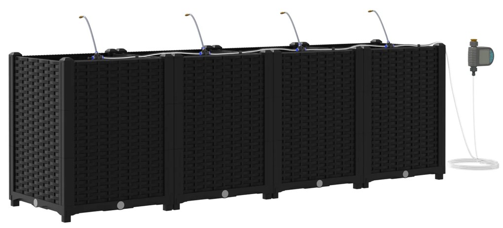 vidaXL Γλάστρες Κήπου 1 τεμ Μαύρο 160 x 40 x 52 cm Πλαστικό