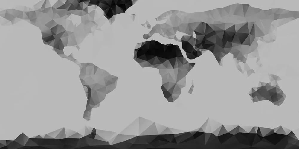Εικόνα του παγκόσμιου χάρτη σε πολυγωνικό στυλ σε ασπρόμαυρο - 100x50