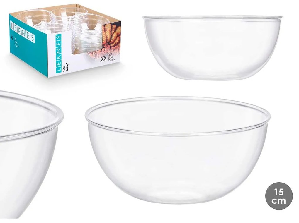 Σετ από Μπολ Leknes Διαφανές Πλαστική ύλη 700 ml 15,2 x 7 x 15,2 cm (24 Μονάδες)